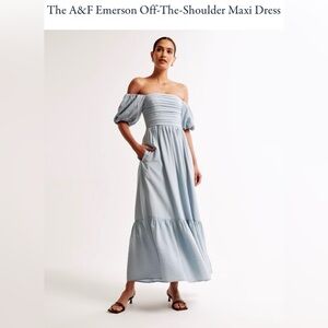 Abercrombie & Fitch Emerson Off-The-Shoulder Sky Blue Dress